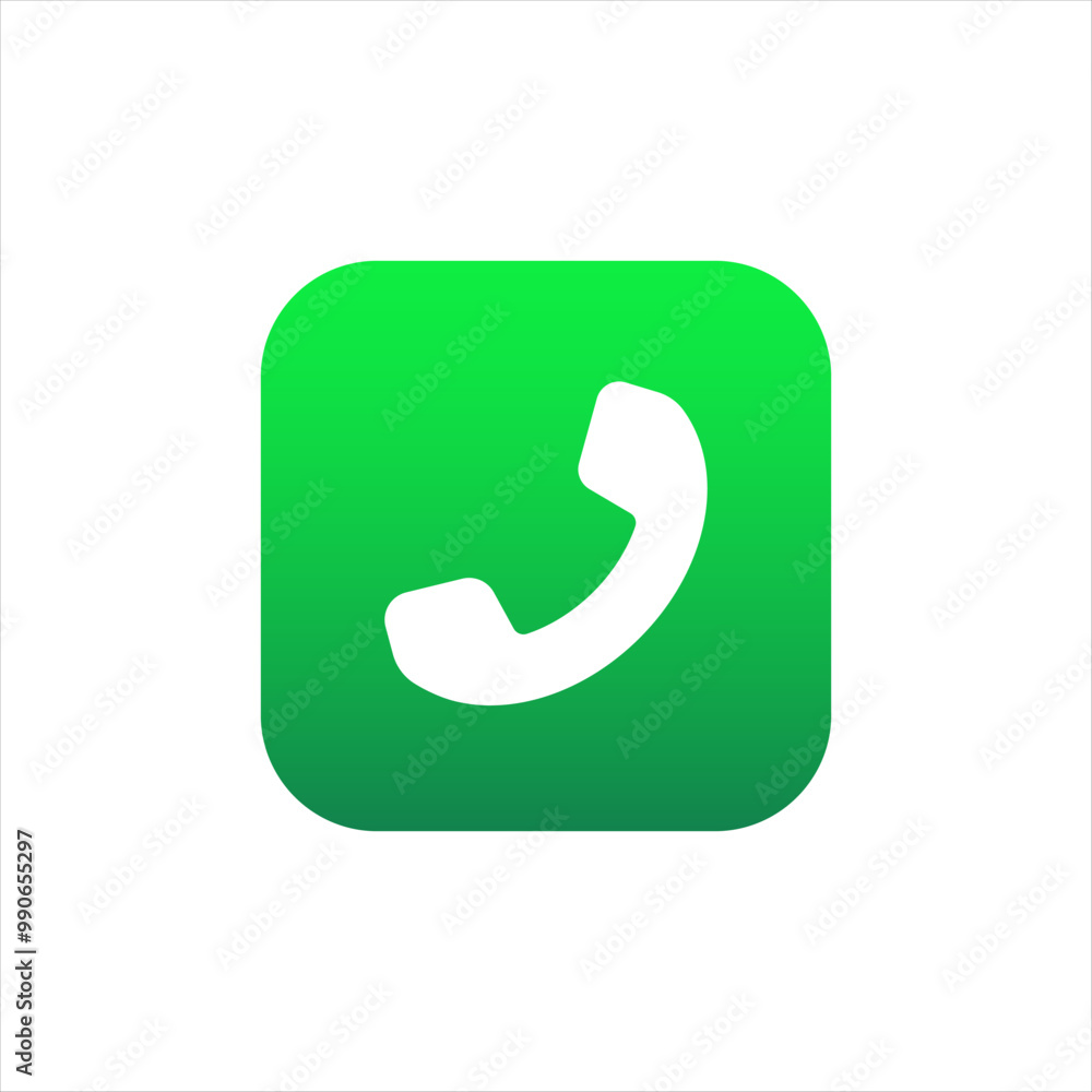 Icon of call application in green color with gradient for mobile phone. Modern phone logo. Icon of call application in green color with gradient for mobile phone. Modern phone logo.