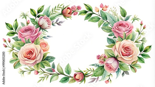 Watercolor rose wreath