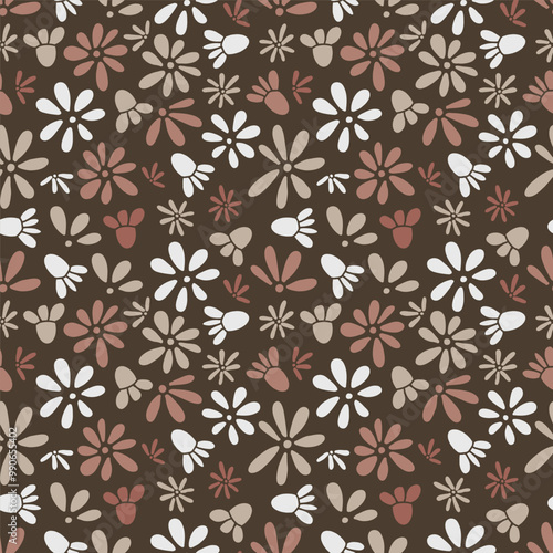 Vector children doodle style colors foliage flower seamless pattern pretty pastels wallpaper background