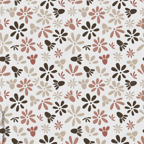 Vector children doodle style colors foliage flower seamless pattern pretty pastels wallpaper background