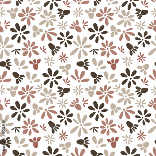 Vector children doodle style colors foliage flower seamless pattern pretty pastels wallpaper background
