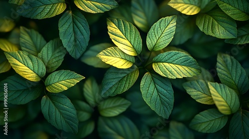Wallpaper Mural A striking, hyper-realistic scene of leaves forming a dense, natural background, with detailed textures and veins on every leaf. Torontodigital.ca