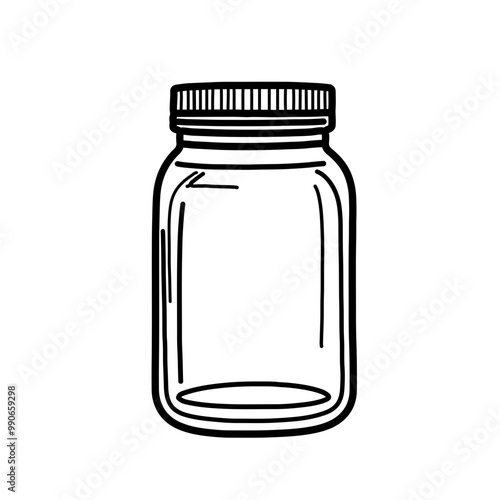 Simple black line illustration of a screw-top jar, perfect for packaging design, logos, and minimalist product branding.