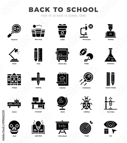 Set of Back To School Icons. Simple line art style icons pack.