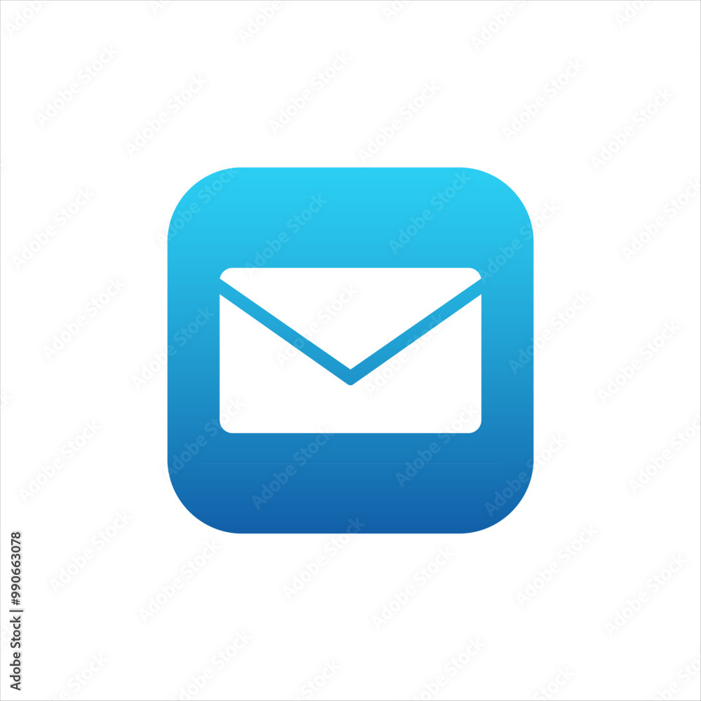 Mail application icon for mobile phone. Email logo with blue gradient. Logo of envelope. Mail application icon for mobile phone. Email logo with blue gradient. Logo of envelope.