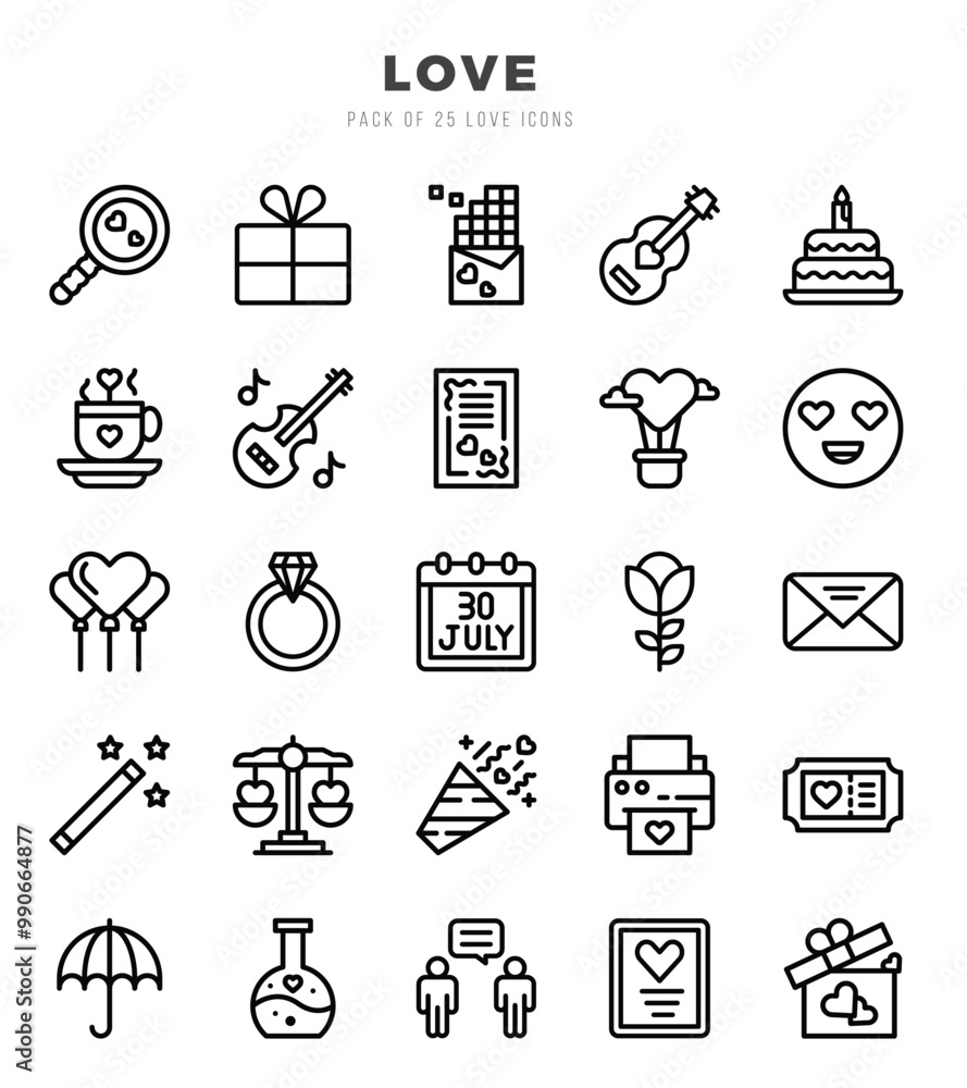 Set of Love icons in Lineal style. Lineal Icons symbol collection. Set of Love icons in Lineal style. Lineal Icons symbol collection.