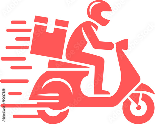 Food Delivery Boy  Icon with Moto bike delivery box