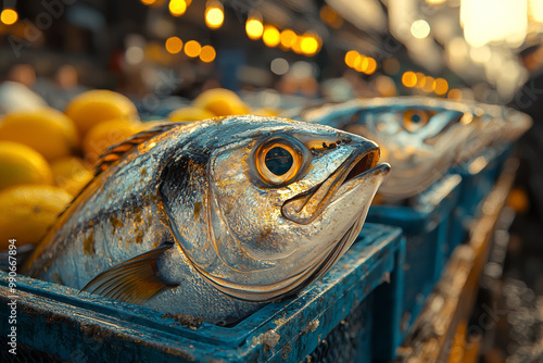 A close-up of a sustainable fishery with responsible fishing practices, ensuring the health of marine ecosystems. Concept of sustainable fishing. photo