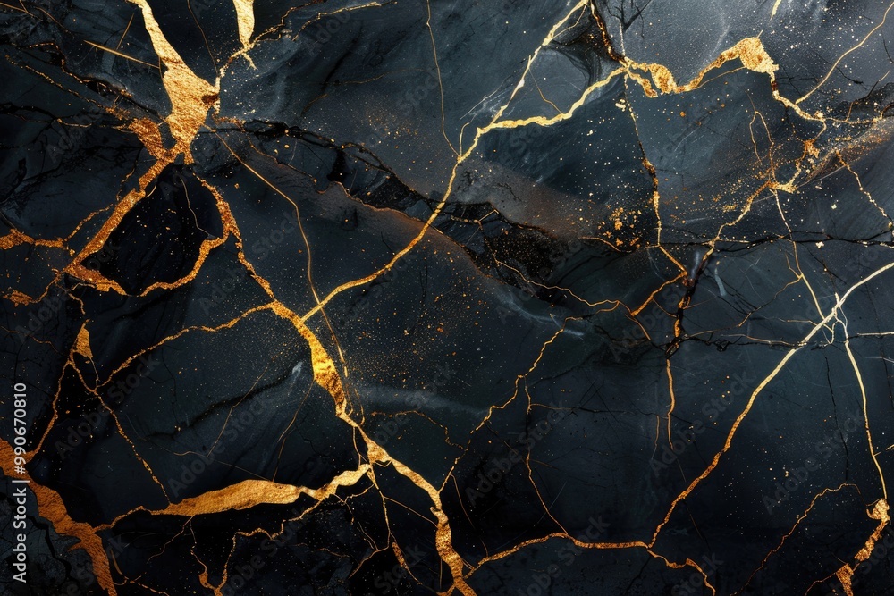 Abstract Black and Gold Marble Texture with Cracks Abstract Black and Gold Marble Texture with Cracks