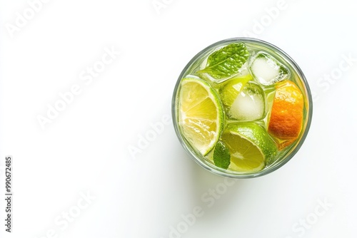 Zesty Caipirosca Cocktail Isolated on White photo