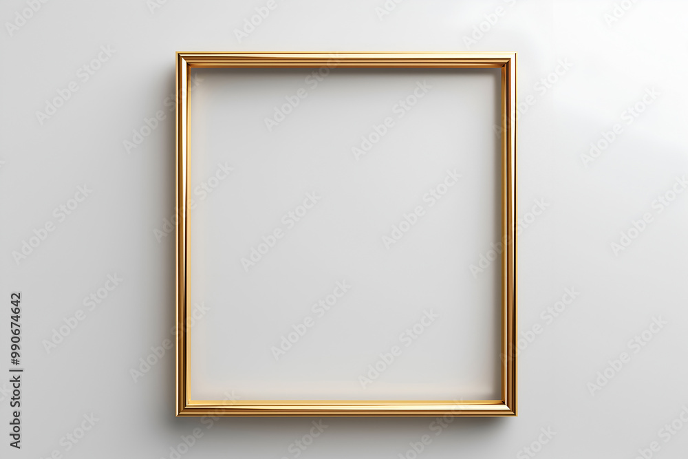 Minimalistic gold frame with clean lines, perfect for modern art displays, gallery designs, or framing photographs and digital artwork. Elegant, minimalist gold frame on white background Minimalistic gold frame with clean lines, perfect for modern art displays, gallery designs, or framing photographs and digital artwork. Elegant, minimalist gold frame on white background