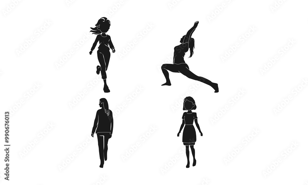 Set of female body illustration design vector Set of female body illustration design vector