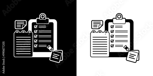 Notes icon. Business icon. Online business. Black icon. Silhouette icon
