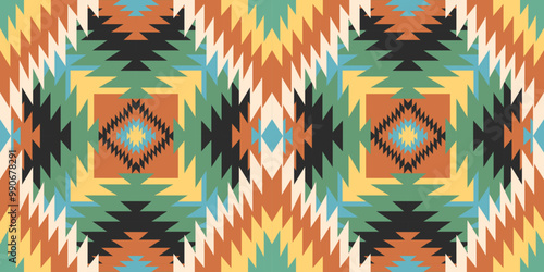 Ethnic geometric pattern, seamless pattern of the Navajo tribe. Native American ethnic. Seamless vector pattern ethnic, seamless Mexican rug, woven carpet. Folk embroidery, Bohemian, Aztec style.
