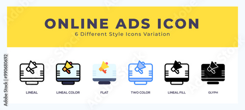Online ads icons set of simple vector illustration.