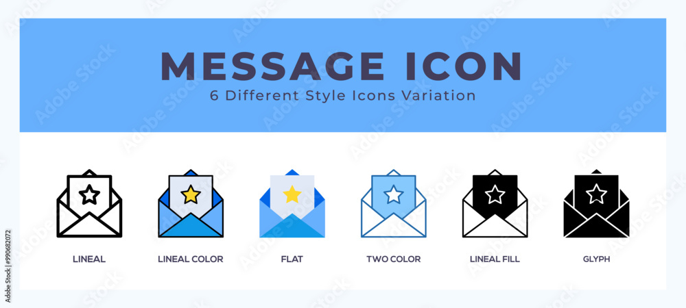 Message icon set with different styles. Icons designed in filled. outline. flat. glyph and line colored. Message icon set with different styles. Icons designed in filled. outline. flat. glyph and line colored.