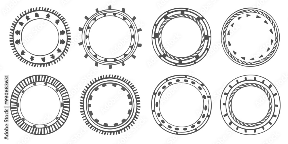 Hand drawn traditional tribal circles frame seta Hand drawn traditional tribal circles frame seta