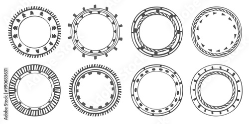 Hand drawn traditional tribal circles frame seta