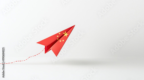 Red Paper Airplane with Chi...