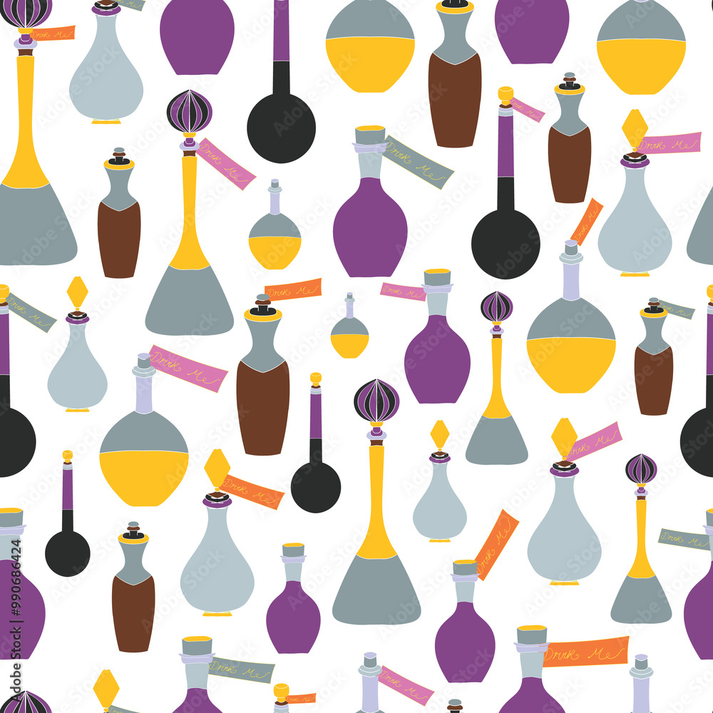 hand drawn colourful potions seamless pattern hand drawn colourful potions seamless pattern