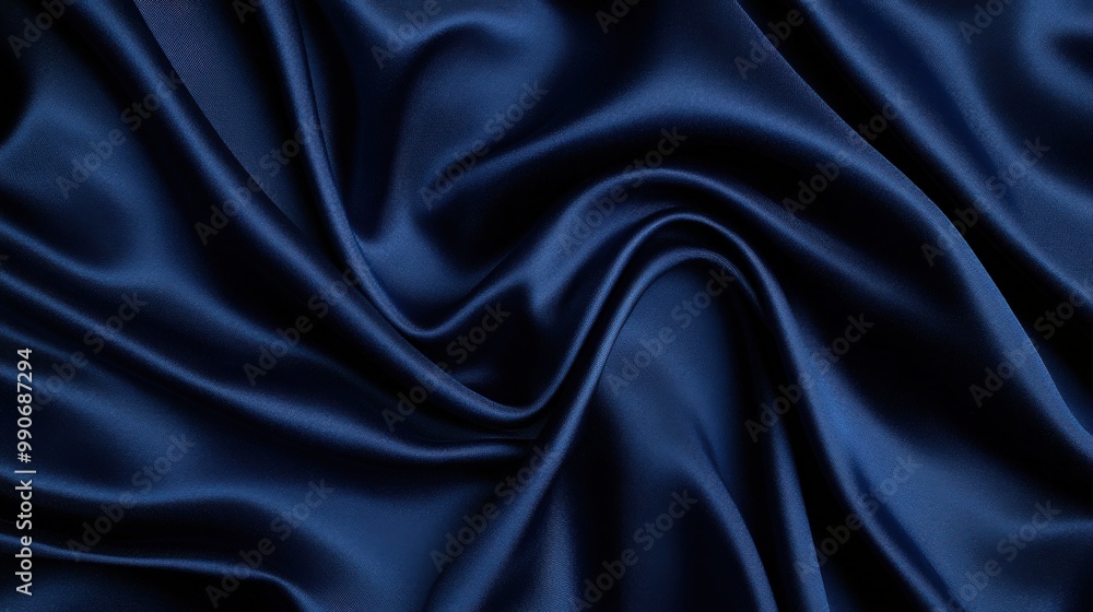 Fototapeta premium An image showcasing luxury royal blue silk fabric with a smooth, flowing texture, depicting sophistication, elegance, and a refined aesthetic, perfect for high-end designs.