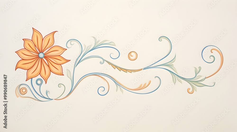 Elegant Floral Flourish - Captivating Art Nouveau Style Botanical Design Elegant Floral Flourish - Captivating Art Nouveau Style Botanical Design
