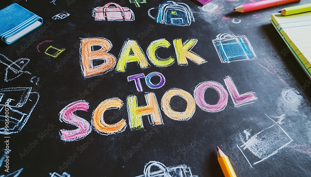 Colorful Back to School Chalkboard Message Colorful Back to School Chalkboard Message