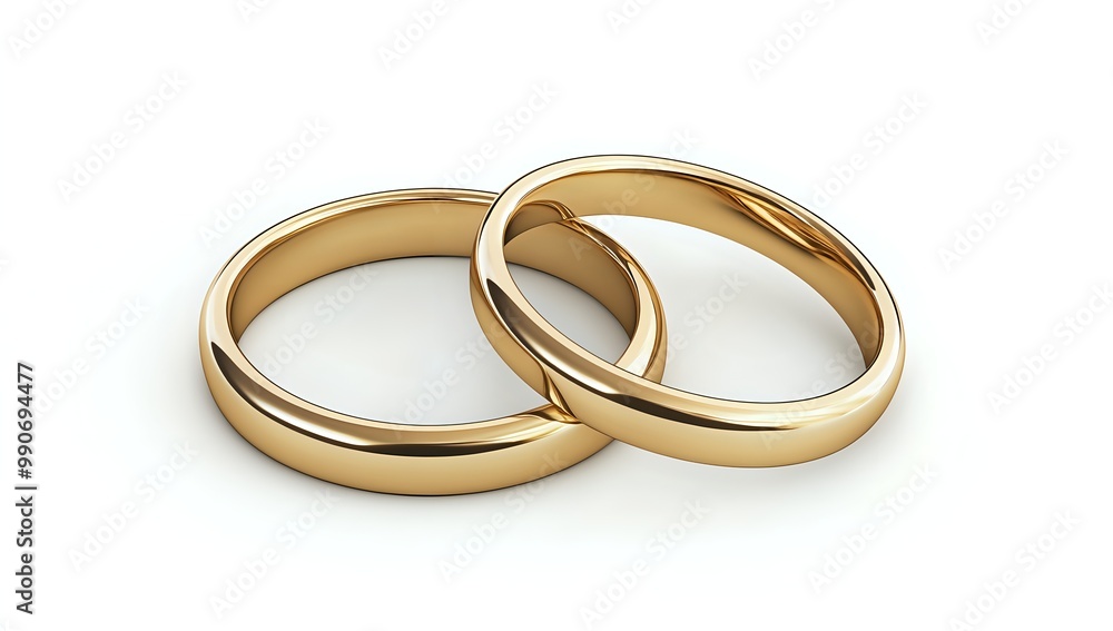 Two gold wedding bands intertwined, symbolizing unity and love. Two gold wedding bands intertwined, symbolizing unity and love.