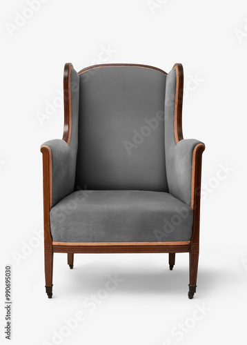 Antique armchair png mockup in velvet fabric