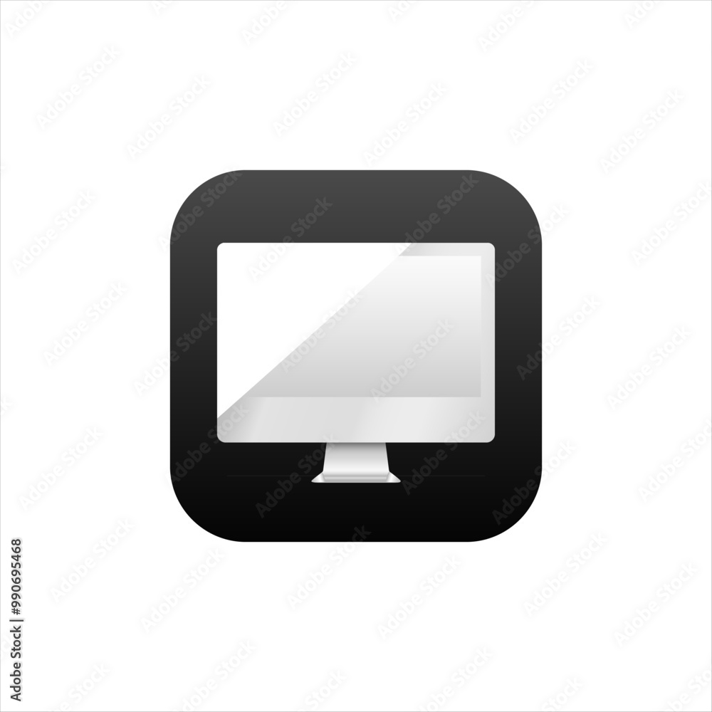 Logo of desktop on black background for mobile application with gradient. Phone app icon. Logo of desktop on black background for mobile application with gradient. Phone app icon.