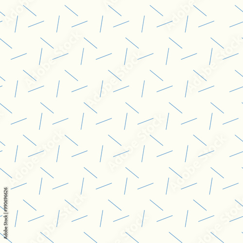 fun, retro, blue dashes on cream background seamless pattern