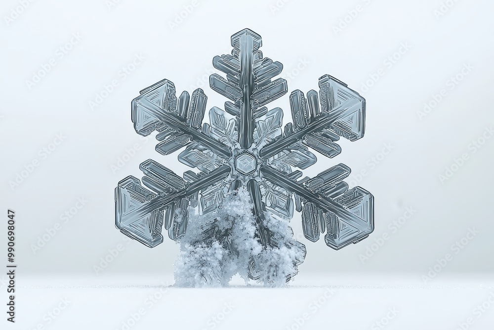Intricate ice crystal snowflake with natural frozen patterns Intricate ice crystal snowflake with natural frozen patterns