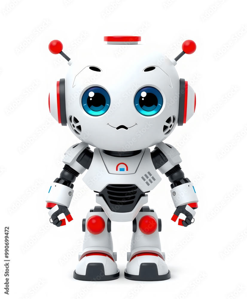 Cute robot isolated on the white background AI illustration Cute robot isolated on the white background AI illustration