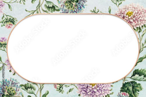Canvas Print Vintage china aster flower frame design element