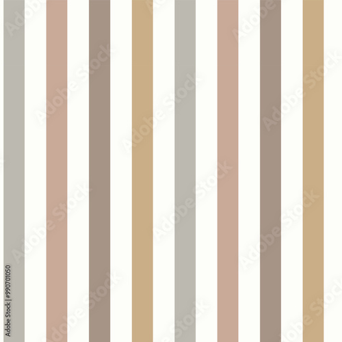 Neutral, earthy coloured vertical stripes seamless pattern