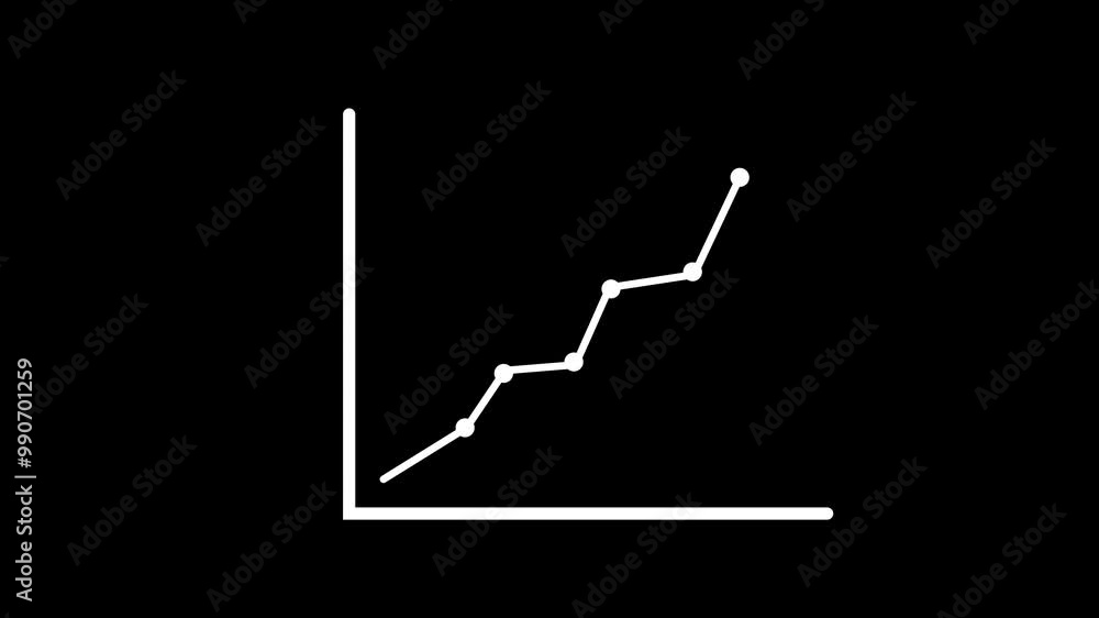 Animated business graph chart with upward and down trend success icon on white background. Animated business graph chart with upward and down trend success icon on white background.