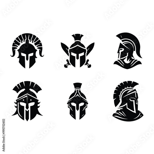 collection set helm of Gladiator Spartacus warior vector