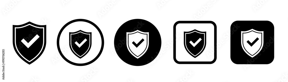 Shield icon set. Protect shield security line icons. Design elements for concept of safety and protection. Vector illustration Shield icon set. Protect shield security line icons. Design elements for concept of safety and protection. Vector illustration