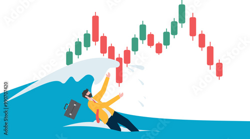 businessmen failed in the sea of stocks. stock market falls

