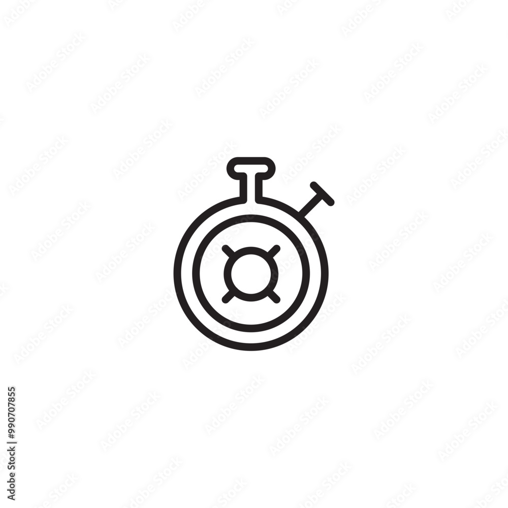 Simple icon of a stopwatch. A black line art icon of a stopwatch with a start/stop button. Editable icon. Simple icon of a stopwatch. A black line art icon of a stopwatch with a start/stop button. Editable icon.