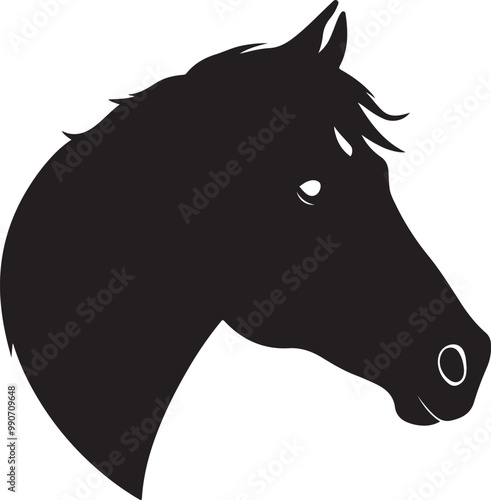 a horse face  vector silhouette,  white background  