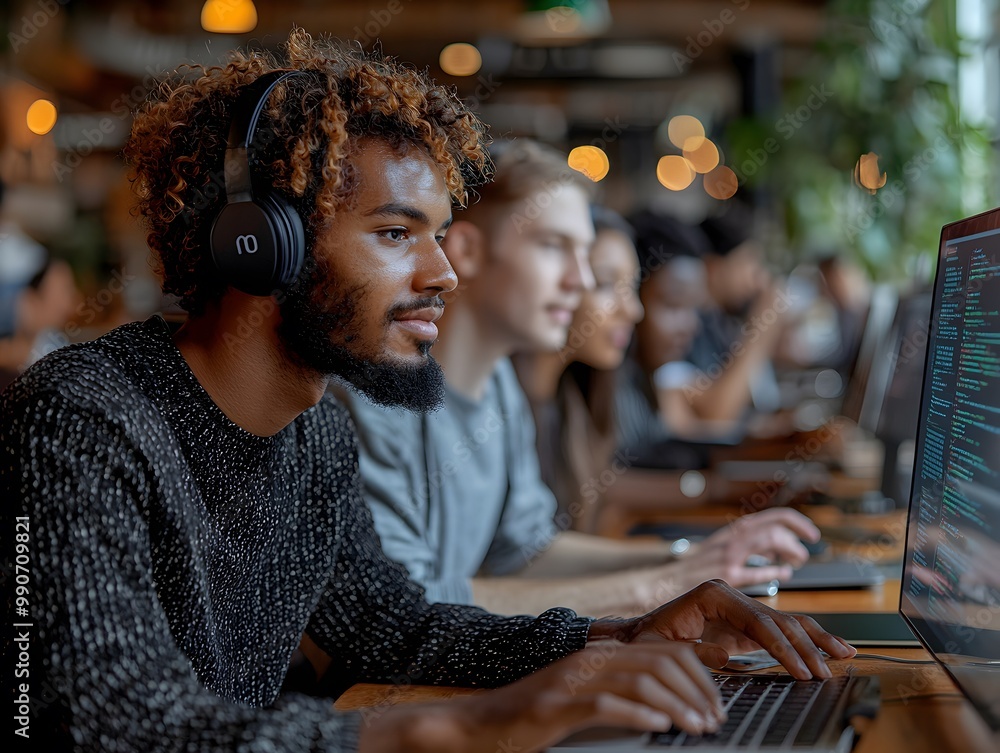 custom made wallpaper toronto digitalDiverse group of developers coding in a modern workspace