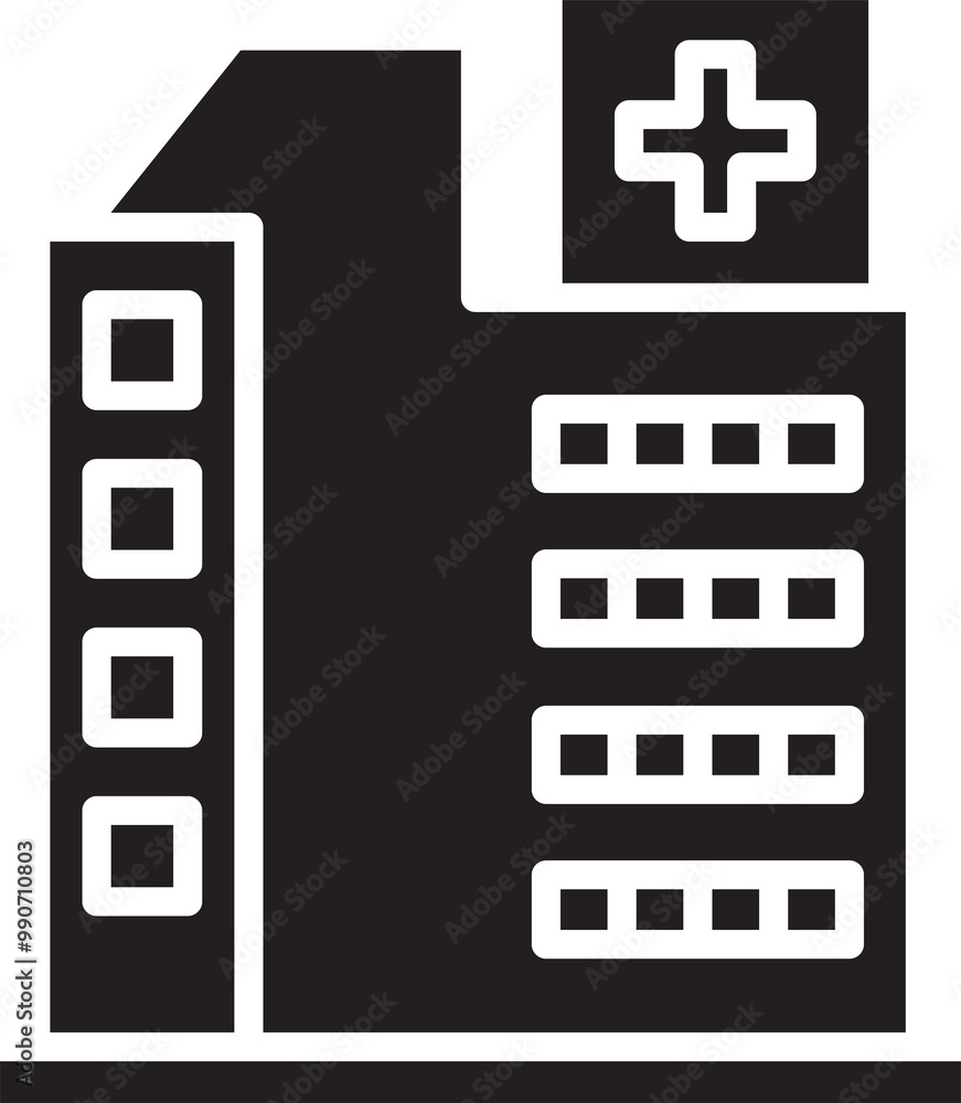 Hospital Building Glyph Icon Hospital Building Glyph Icon