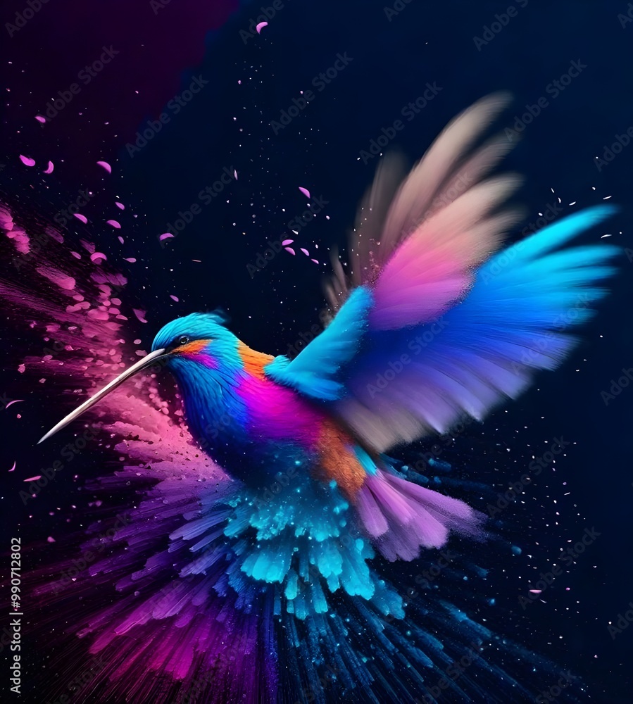 Fototapeta premium Abstract colorful multicolored flying parrot illustration