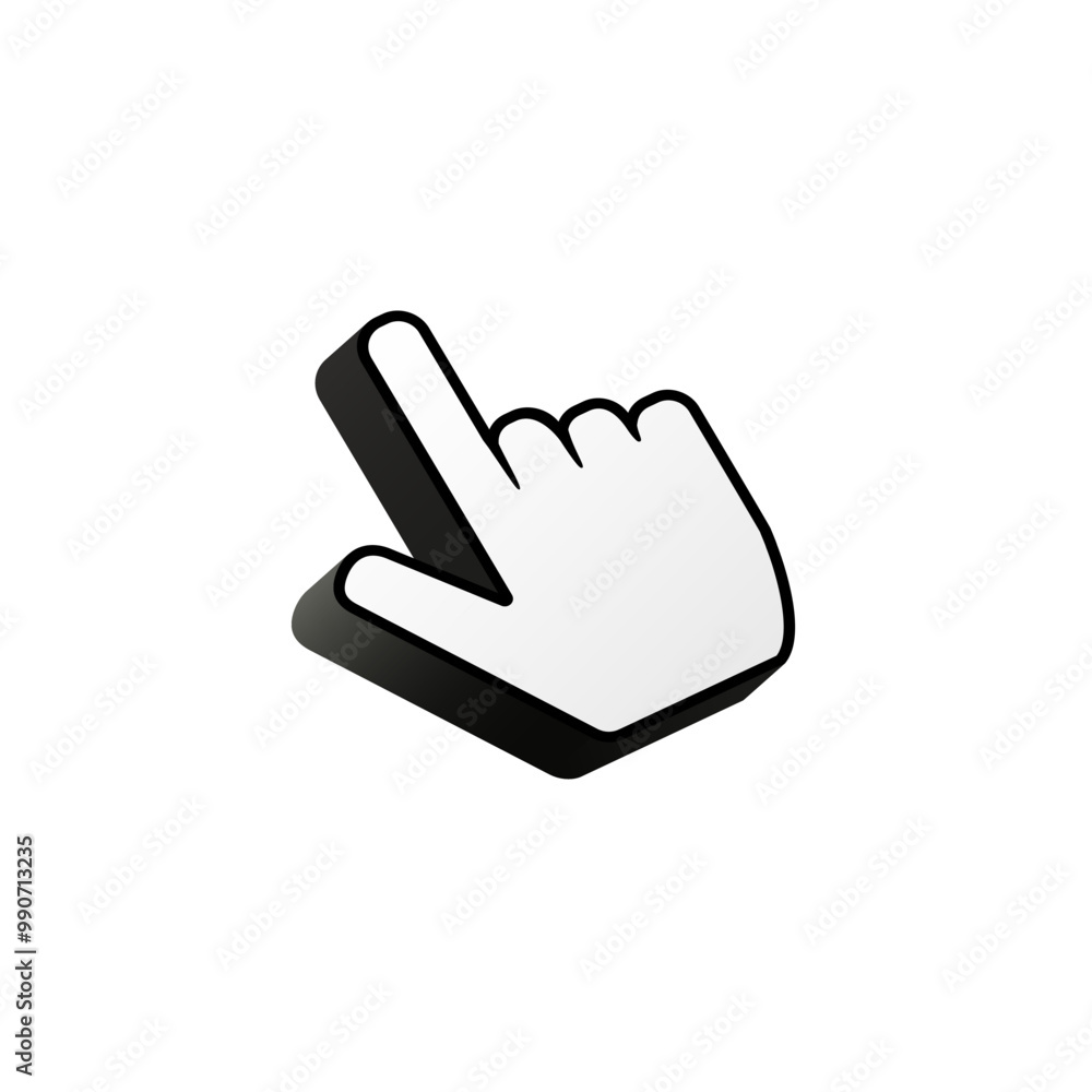 White hand cursor for computer. Desktop hand pointer icon. White hand cursor for computer. Desktop hand pointer icon.