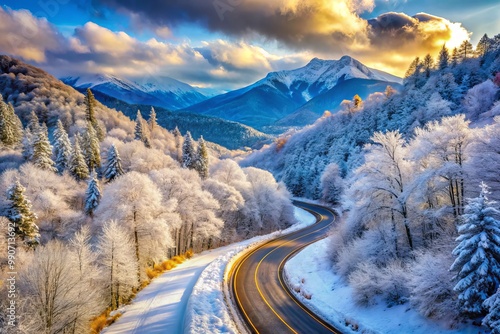 The Georgia mountains stand tall, their peaks cloaked in snow, as far as the eye can see, and