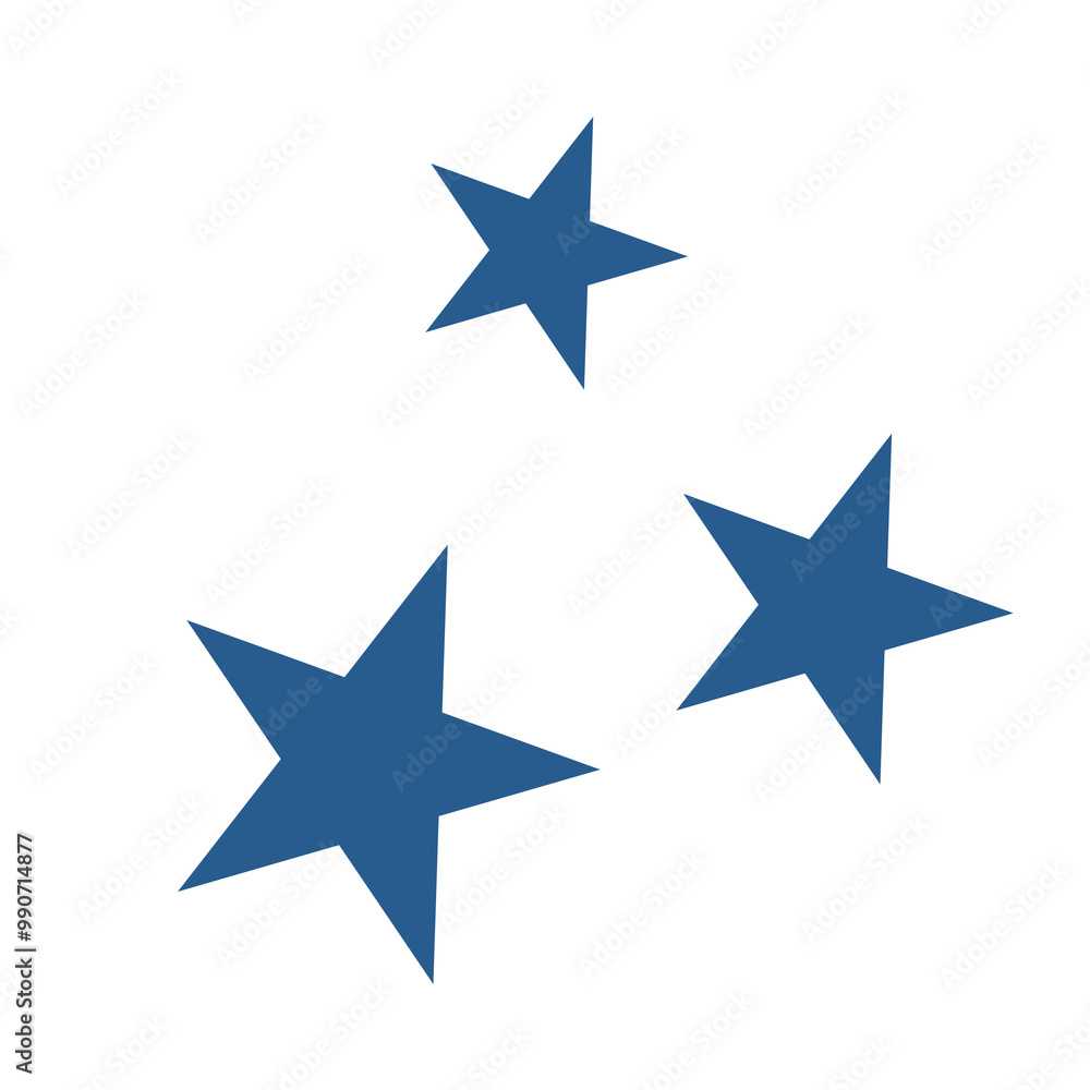 Three blue stars in flat design. Magic, quality, bright or luxury symbols. Vector illustration isolated. Three blue stars in flat design. Magic, quality, bright or luxury symbols. Vector illustration isolated.