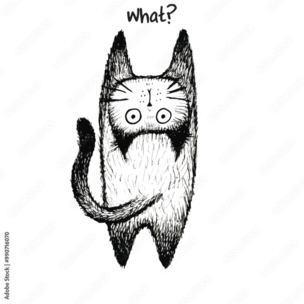 Vector illustration sketch of funny cat on white background Vector illustration sketch of funny cat on white background