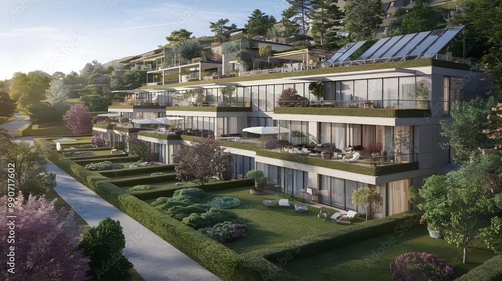 Modern Multi-Level House on Hillside Eco Friendly Architecture with Glass Panels and Green Terraces Modern Multi-Level House on Hillside Eco Friendly Architecture with Glass Panels and Green Terraces