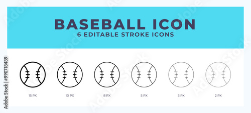 Baseball icon with different stroke. Vector illustration.